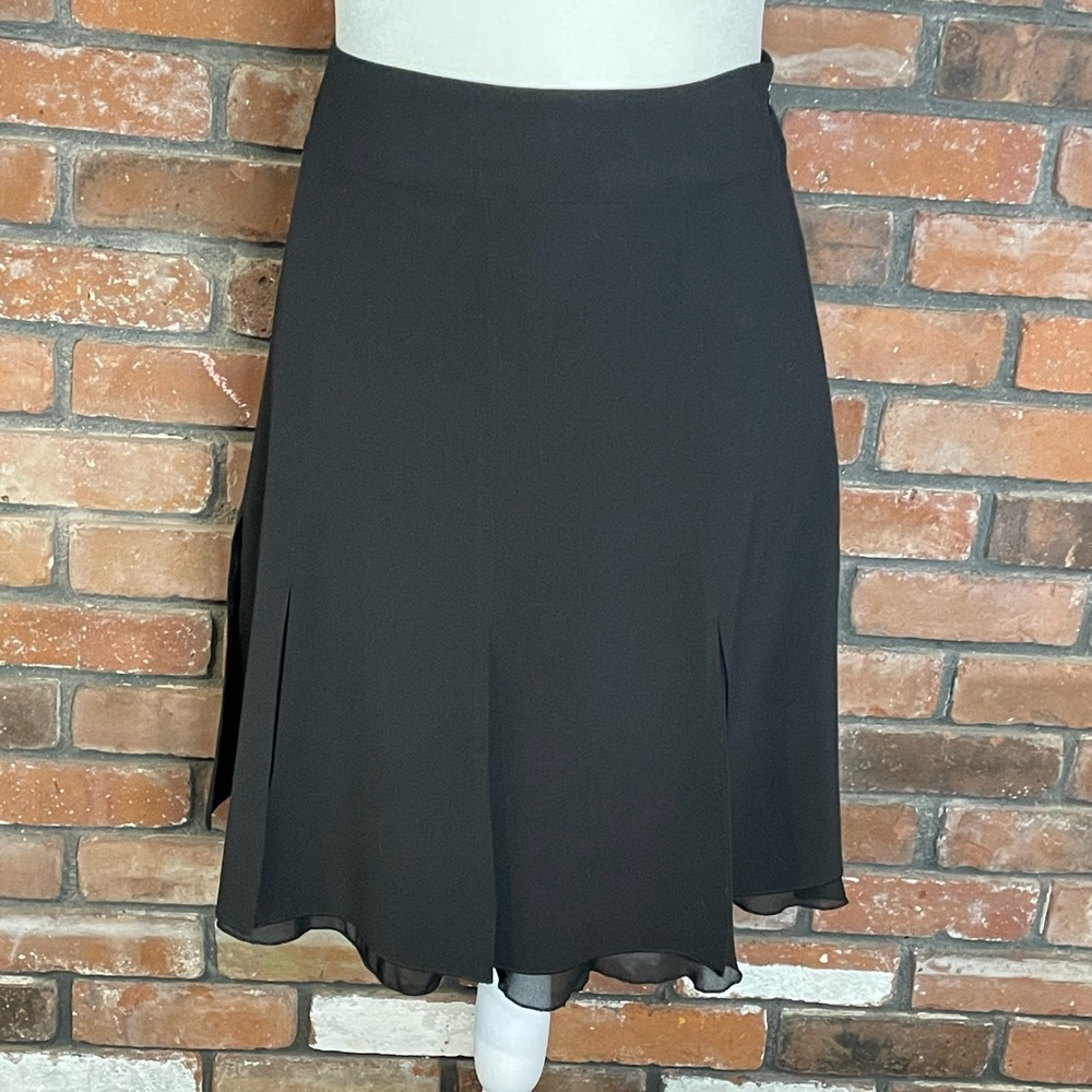 Sunny Leigh Classic Black A-Line Skirt With 8 Fun Open Vents Over Lace Bottom